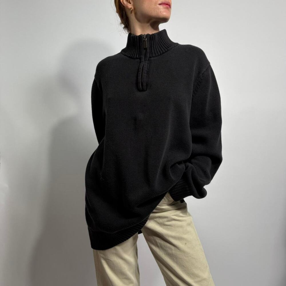 L.L.Bean Black Quarter Zip Sweatshirt - Men's XL